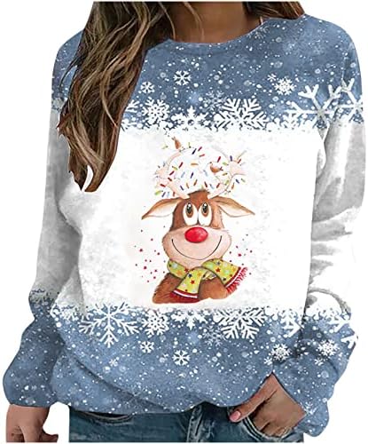 Božićne pahuljice za snijeg Žene Slatka košulja za jelena Xmas Plus Veličina Raglan dugih rukava