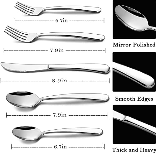 Set srebrnog posuđa za teške uslove rada, HaWare 45 komada set posuđa od nerđajućeg čelika sa priborom za serviranje, posuđe za jelo za teške težine za 8, moderan pribor za jelo za dom, može se prati u mašini za sudove, polirano ogledalo