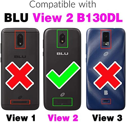 Furiet kompatibilan sa Tracfone Blu View 2 B130dl futrola za novčanik Vezica za ručnu traku Flip držač kreditne lične kartice magnetno postolje ćelija Folio torbica poklopac telefona za plavu View2 BLUView dva 4G LTE ljubičasta