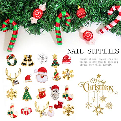 Lurose 3 kutije Božić Nail Art Rhinestones Santa Snowflake snjegović 3d kristalni dragulji za nokte metalni klinovi za nokte Gems