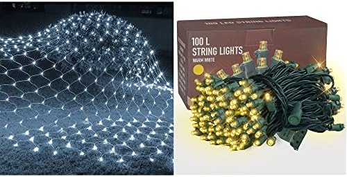 Dazzle Bright 33FT 100 LED Božićna žičana svjetla + 360 LED 12ft x 5 FT Božićna mrežna svjetla