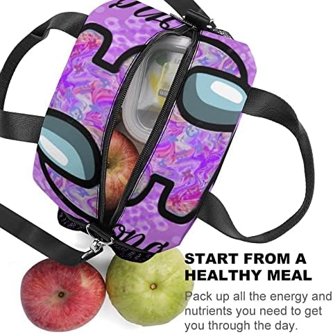 Yskycaps Purple Games izolovana torba za ručak za višekratnu upotrebu torba za ručak sa podesivom naramenicom za školski radni turistički ured, 25.5x22.5x16. 5cm