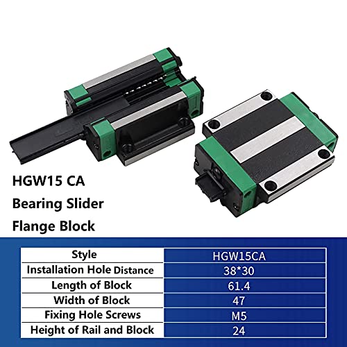 Mssoomm 15mm HGW15 CNC kvadratni Linearni komplet vodilice 4kom Hgw15 - 58.27 inča / 1480mm +8kom Hgw15-CA prirubnički tip ležaja klizni blok linearnog pokreta šina set za 3d štampač i DIY projekat