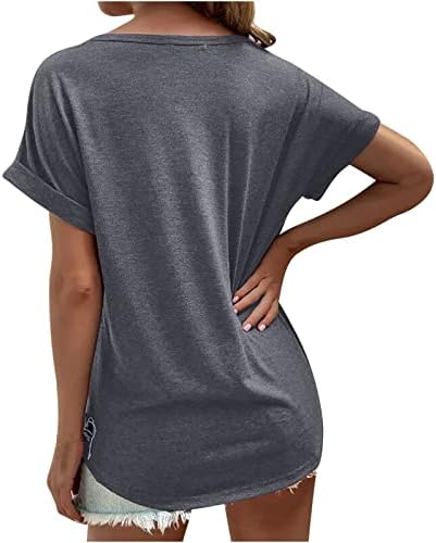 Žene V izrez T majice Ljeto kratki rukav Solid ljetni vrhovi Dressy Casual Relapožena fit bluza TEes majica Tun