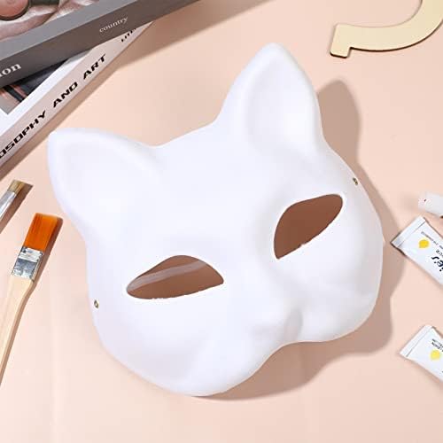 Nuobesty 10pcs DIY maske za mačke, bijele papirne maske za prazne maske za diiy bijele maske za farbanje DIY Party maske za ručno