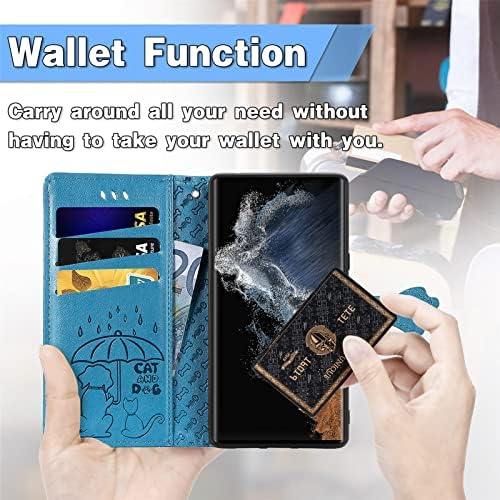 Monwutong torbica za telefon za Samsung Galaxy S23 Ultra, slatka crtana PU kožna futrola sa magnetnom kopčom i futrolom za gotovinske kartice za Galaxy S23 Ultra, CD plava