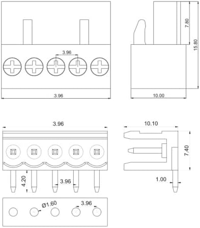 10set 3.96 mm Pitch 3pin konektorski kompleti zakrivljena igla 90 stepeni pod pravim uglom terminalni blokovi kompleti konektora PCB