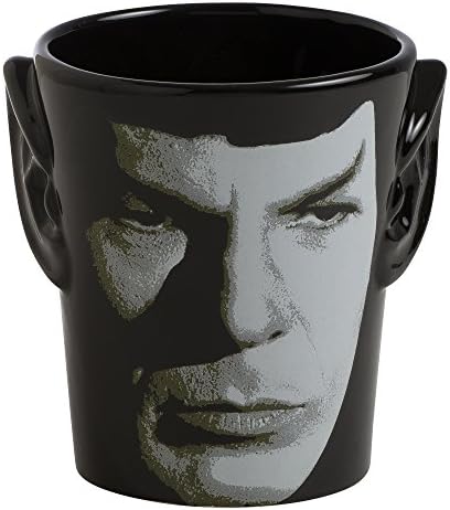 Vandor 55394 Star Trek Spock 3d uši u obliku keramičke supe šolja za kafu, 20 unce, Crna