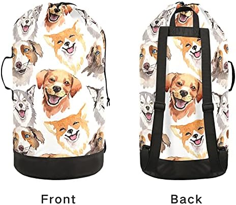 Slatka Corgi Husky pas akvarelna torba za veš veliki ruksak za teške uslove rada sa naramenicama vodootporna torba za veš za putujući kamp Organizator prljave odjeće za studente