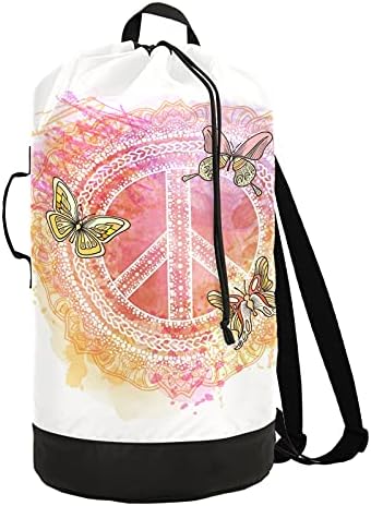 Peace hipi simbol torba za veš veliki ruksak za teške uslove rada za studente torba za veš sa naramenicama periva za kamp putovanje vodootporna
