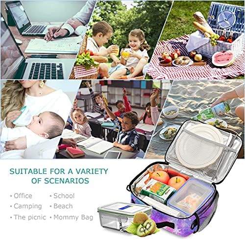 Mnsruu Marble Galaxy kutija za ručak, hladnjača za višekratnu upotrebu sa podesivom naramenicom za piknik, posao, školu