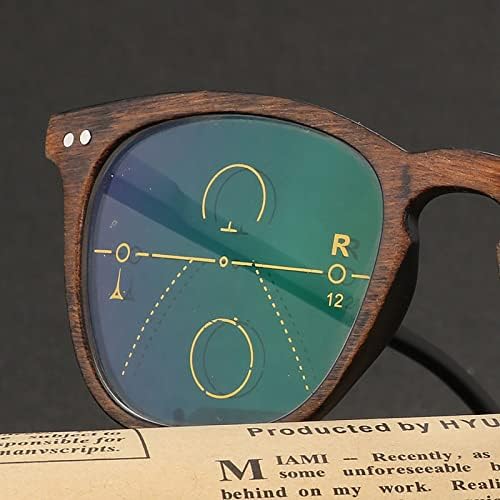 Progresivne multifokalne naočale za čitanje, retro drvena zrna photohromična čaša za čitanje muškaraca, plavo svjetlo blokiranje