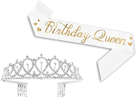 Srebrna rođendan krune i krila za žene, Rhinestone Tiara & rođendan Queen krila, djevojke Queen Party rođendan naramenica Set, rođendan dekoracije sa zabave Party šarenim slovima