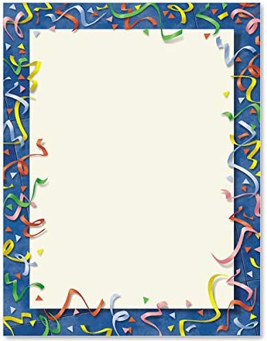 PaperDirect Blue Confetti Border Letter Papers, 100 Count