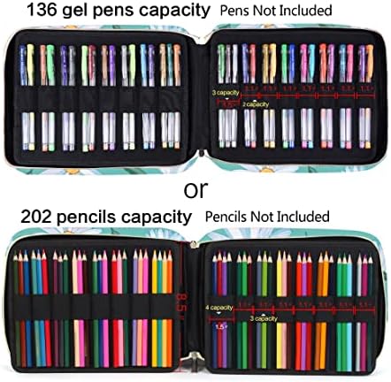 qianshan Slot za držač pernica-drži 202 olovke u boji ili 136 Gel olovaka sa zatvaračem-Organizator poliesterskih olovaka velikog