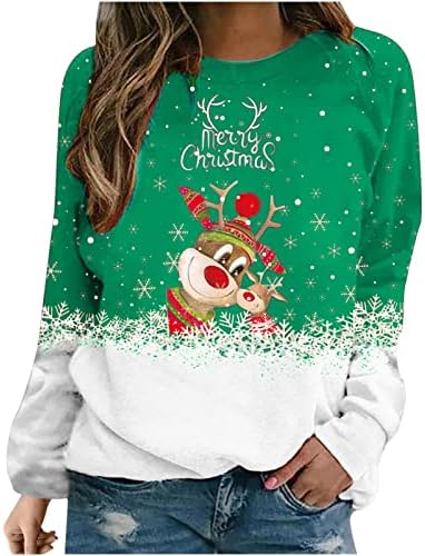 Božićne majice s dugim rukavima Slatka remena dukserica okrugla vrata pulover na vrhu Ležerne modne džumbene bluze