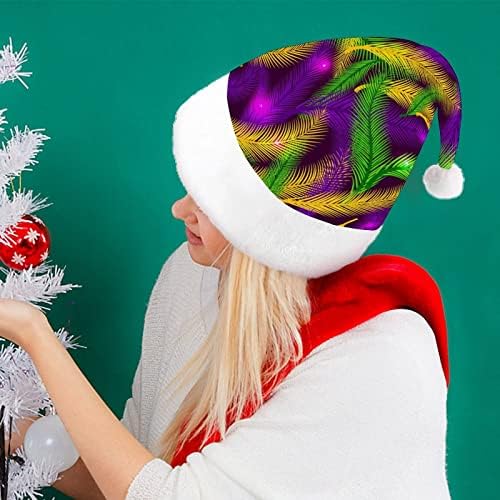 Mardi Gras of Palms Funny Božić šešir Santa Claus kape kratki pliš sa bijelim manžetama za Božić Holiday Party ukras zalihe
