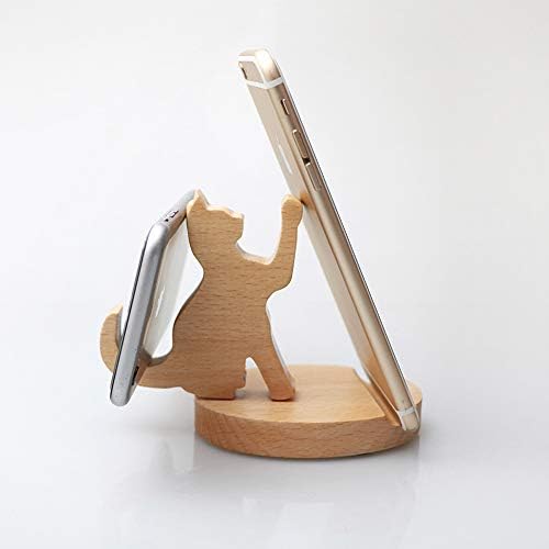 MHKBD Slatka stalak za mačka, drveni postolje za mobitel Holder Cell Telefon Desktop Stalak za mobitel Univerzalni štand za sve ukrašavanje