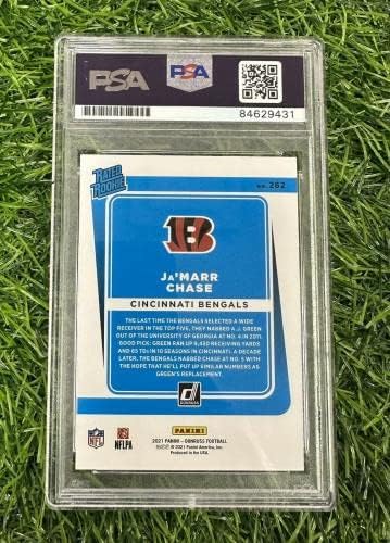 Jamarr Chase Donruss ocijenjeni Rookie # 262 Fudbalska karta potpisana PSA 10 NFL Oroy 2021 - Nogometne ploče s autogragraficom Rookie