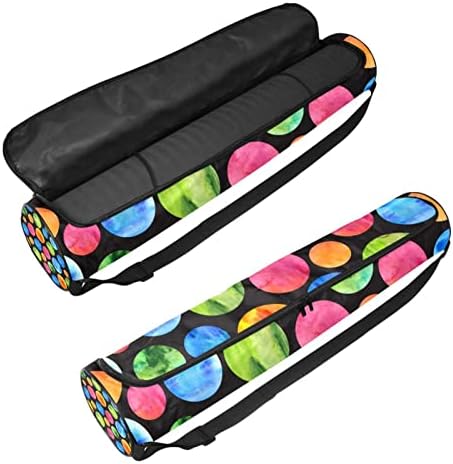 RATGDN Yoga Mat torba, Akvarelni krugovi za prskanje Vježba Yoga Mat Carrier full-Zip Yoga Mat torba za nošenje s podesivim remenom za žene i muškarce