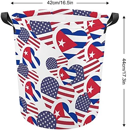 Kuba američka zastava torba za veš sa ručkama okrugla korpa vodootporna korpa za odlaganje sklopiva 16,5 x 17,3 inča