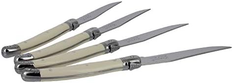 Laguiole 4-dijelni noževi za odreske-noževi od nehrđajućeg čelika – glatko izrezani nazubljeni nož - set noža za odreske siguran u