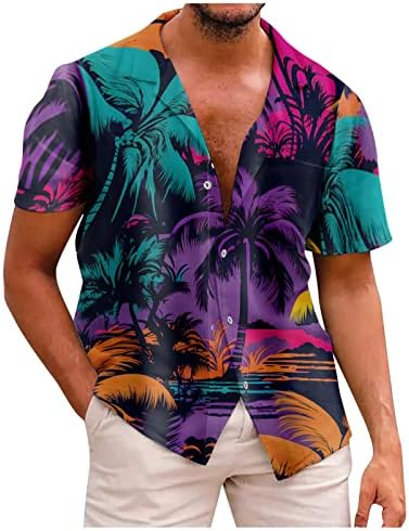 Vintage majice za muškarce Ležerne tipke dolje Kuglanske majice 50s Rockabilly Style Havajske majice kratkih rukava