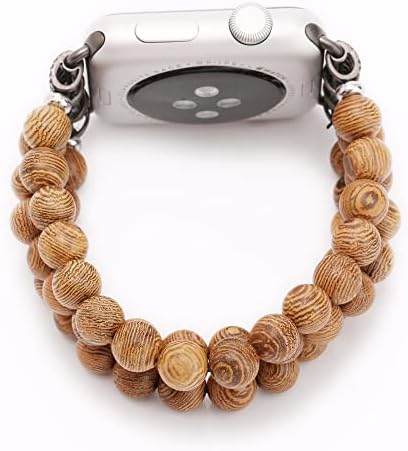 Apple Watch Band za žene Dressy narukvica Modni blagi drveni perli Čari Elastični rastezljivi kompatibilan sa svim Apple Watch serijom