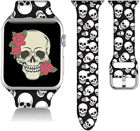 Goth Decorations Pokloni Trake za narukvice za Apple Watch Band Mekani silikonski sport Gothic lobanje skeleton IWATch opseg remena