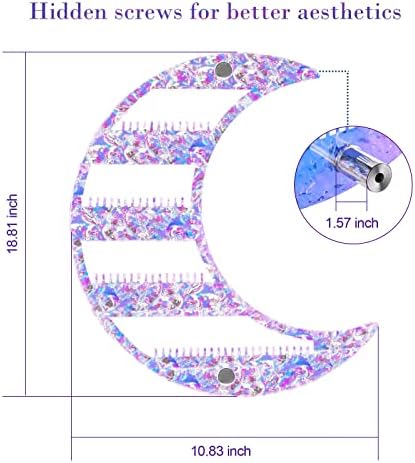 Akrilni zidni Organizator naušnica, viseći držač nakita od polumjeseca sa 66 slotova, prozirni ekran ogrlice u boji, svjetlucava voda
