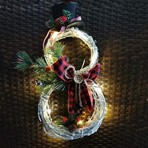 N / j Božićni ukras vijenac - osvijetljeni ukras ukras za kućni ukras Garland Privjesak s prekrasnim lukom, snjegović oblikovani vijenac za prednje vrata Domaći dekor