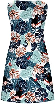 Ženska haljina veće veličine, ženska cvjetna štampana ljetna opuštena majica na plaži Sundress Casual Boho Tank haljina sa džepovima