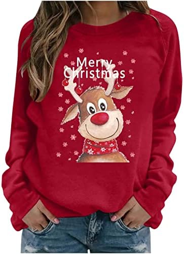 PIMOXV prevelizirani ružni božićni džemper za žene 2023 dugi rukav sretan božićni simpatični rudolph redana za rewinerk