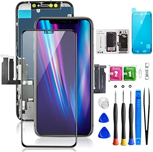 za zamjenu ekrana iPhone XR 6.1, Bsz4uov 3d dodirni LCD displej digitalizator sklop za A1984, A2105, A2106, A2108, sa magnetnim vijcima karta vodootporni okvir ljepljiva naljepnica i puni alati za popravak