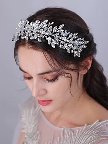 JWICOS Crystal Bridal traka za glavu srebro vjenčanje Headpieces za Bride Tiara vjenčanje Hair Accessories za žene Prom Birthday Party