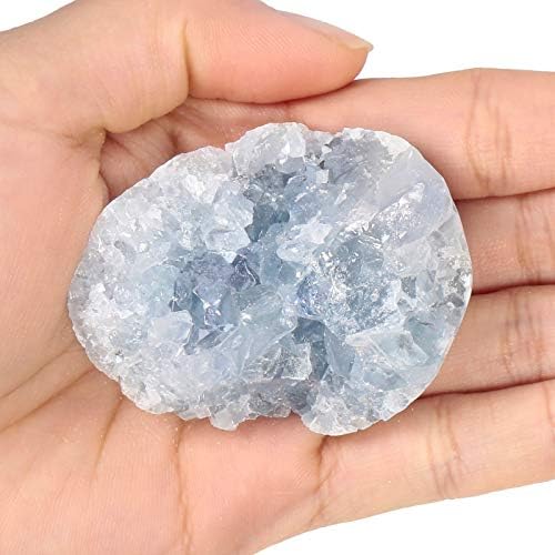 Amogeeli snop od 2 - neredovito sirovi plavi celestitni grozder i neredovito polirani plavi kamen za celestit, liječenje kristala za reiki Meditacijsko uređenje