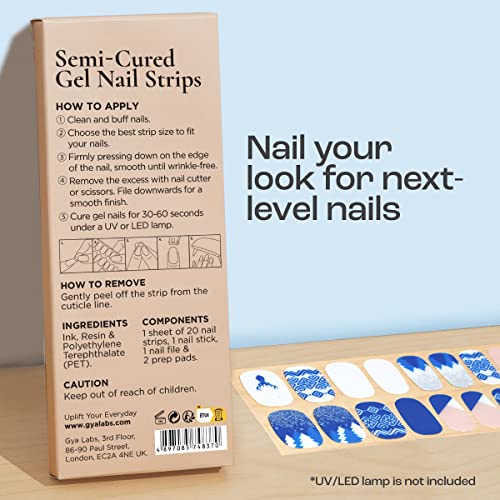 Gya Labs set naljepnica za nokte-dugotrajni nokti za žene - Polusušene gel trake za nokte - naljepnice za nokte za Nail Art Kit | Marbles Magnificent & Svečana zima