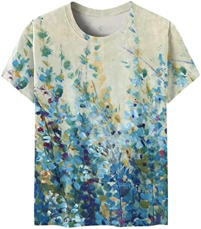 Vrhovi za žene Ljeto kratki rukav majica Ženska modna casual casual crewneck cvjetni labavi bluza sa licima