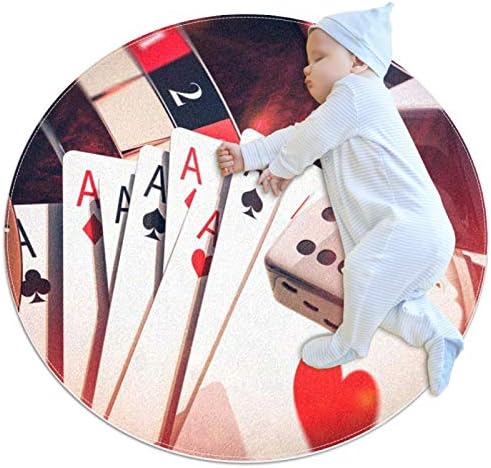 Anily Casino Games Poker Craps Podni tepih Dječja dekoracija u okruglim mekoj prostirki za dnevni boravak Spavaća soba Dječji dječji puzalište, 27.6x27.6in