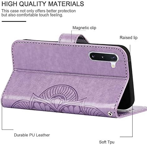 Ateeky Samsung Galaxy Note 10 torbica za novčanik, uzorak cvijeta mandale, [Stand Feature] zaštitni PU kožni preklopni poklopac sa utorom za kreditnu karticu [magnetno zatvaranje] za Note 10