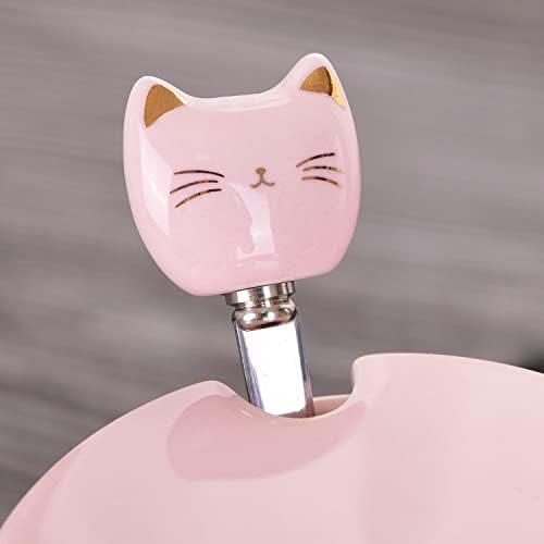 VanEnjoy 13oz Pink Cute Kitty keramička šolja za kafu , dizajn mačke, sa kašikom od nerđajućeg čelika, šolja za kafu za ljubitelje mačaka