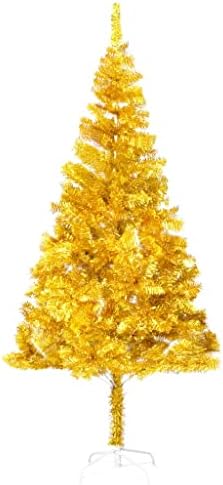 Umjetno božićno drvce, blagovaonica, luksuzno božićno drvce, božićno drvce sa svjetlima, za odmor u zatvorenom i vanjskom dekoru, sa LED-om i postoljem zlata 82.7 Pet