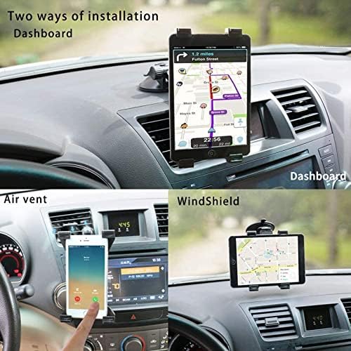 Xwxelec držač iPada za automobil, držač tableta za vjetrobransko staklo automobila/Instrument Tabla/nosač ventilacijskog otvora, snažno TPU Suciton postolje za Ipad, rotacija od 360°, za 7 - 10,5 nosač tableta