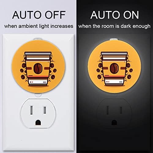 2 paketa Plug-in Nightlight LED noćno svjetlo sa senzorom sumraka do zore za dječiju sobu, rasadnik, kuhinju, hodnik šolja za kafu žuta pozadina