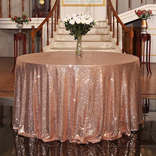 Poise3ehome 120-inčni okrugli ružin zlato Sequin Stolcloth za zabavne torte desertni stol izložbeni događaji, ruže zlato