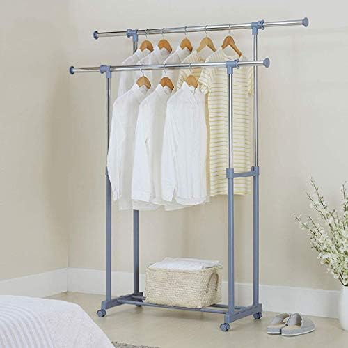 Xyyxdd vješalica za odjeću, praktični stalak za sušenje podna spavaća soba dvopolni donji Storage uvlačivi stalak za sušenje izdržljiv