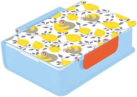 Alaza Slatke utore na žutom limunjom Bento ručak kutija BPA-bez puštanja posuda za ručak w / vilica i kašika, 1 komad