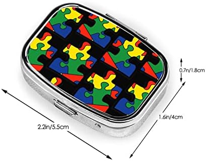 Autizam Svijest Square Mini Pill Box Metal Medicine Organizator Travel Friendly Portable Pill Case