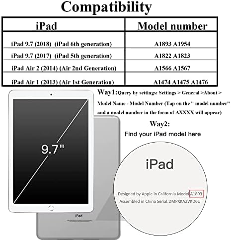 Pametna futrola za Apple iPad 9,7 inča 2018 2017 i iPad Air1 / Air 2, Uutoveri Folio stalak magnetski PU kožni novčanik poklopac sa