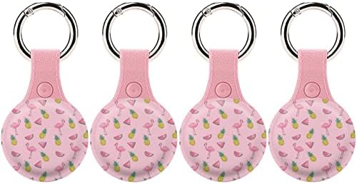 Tropsko voće i Flamingo zaštitna futrola kompatibilna za AirTag držač lokatora protiv gubitka s privjeskom za ključeve za ovratnik za prtljag u novčaniku Cat Dog Pets